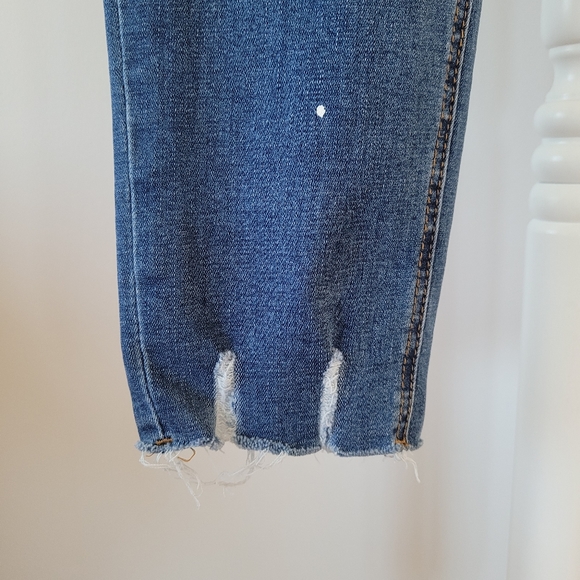 Dark-Wash Distressed Skinny Denim Jeans - Picture 9 of 13